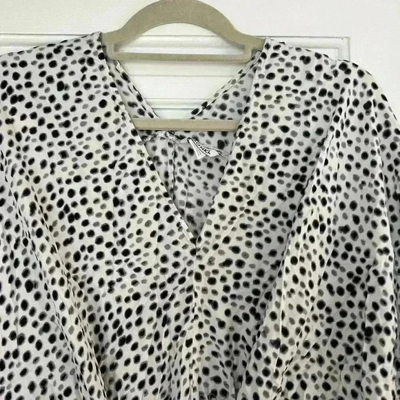 Monki Kaftan Flowy midi dress white black dotted size M/L Beach summer vacation - Picture 5 of 7